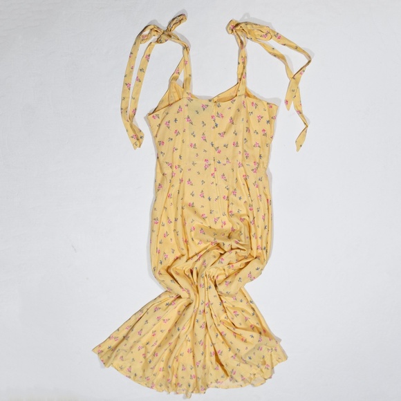 NEW Bardot Midi Bow Tie Yellow Ditsy Floral Flower Print Pattern Dress 8 - Picture 4 of 4